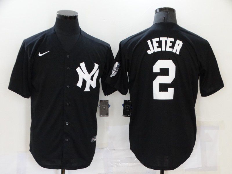 Men New York Yankees #2 Jeter Black Game 2021 Nike MLB Jersey